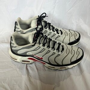 Nike Air Max Plus - Gray and White Sneakers with Red Accents